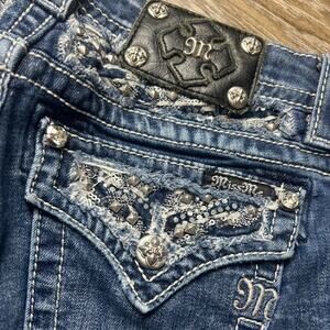 Miss me blue low rise bootcut embellished denim